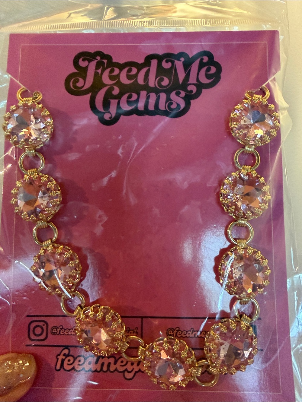 NEW Feed Me Gems Blush Pink “Gemini Necklace” - Picture 10 of 11